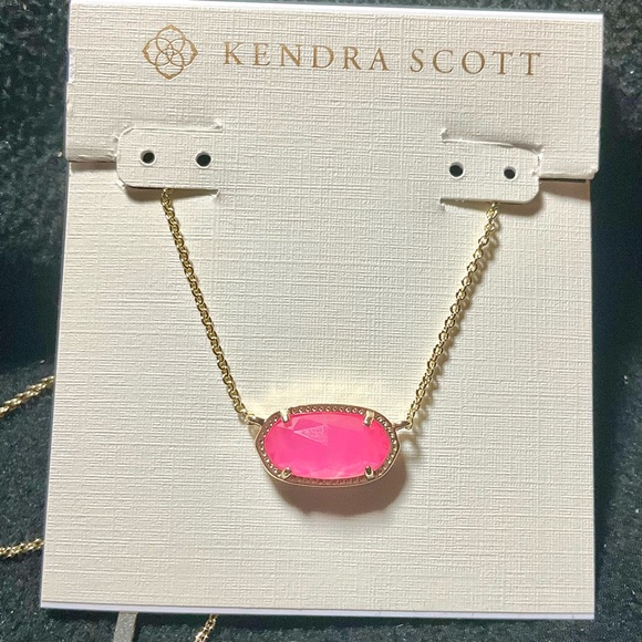 Kendra Scott Elisa Necklace Pink Opal Gold Chain Necklace - Picture 2 of 7
